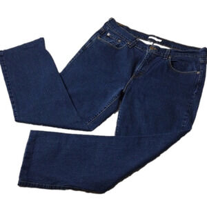 505 Levi's Blue Dark Wash High Rise Five Pocket Zip Up Straight Leg Denim Jean